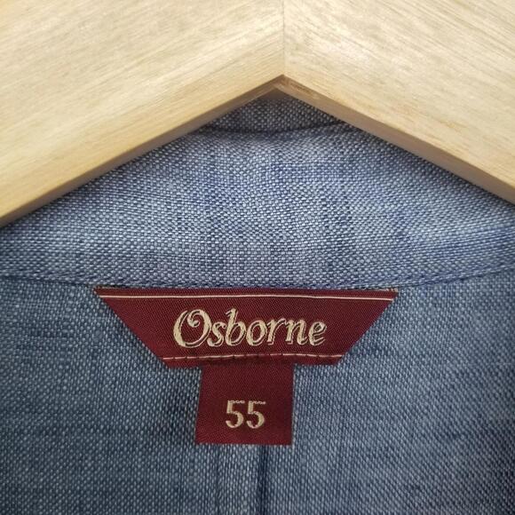 Osborne Linen Shirt Dress Womens US 10 Korean Size 55 Blue Short Sleeve Belted - Picture 11 of 14